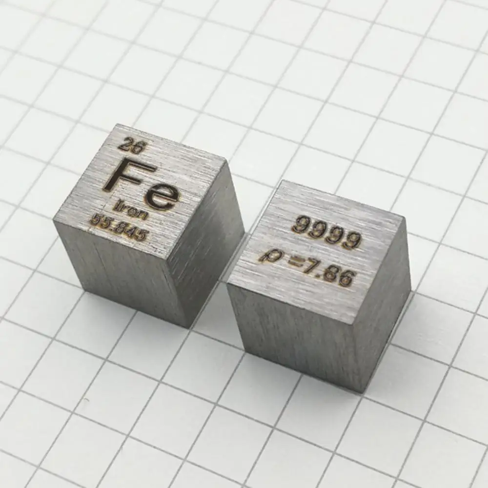 

High Purity 99.99 Pure Iron Fe Carved Element Periodic Table 10mm Cube