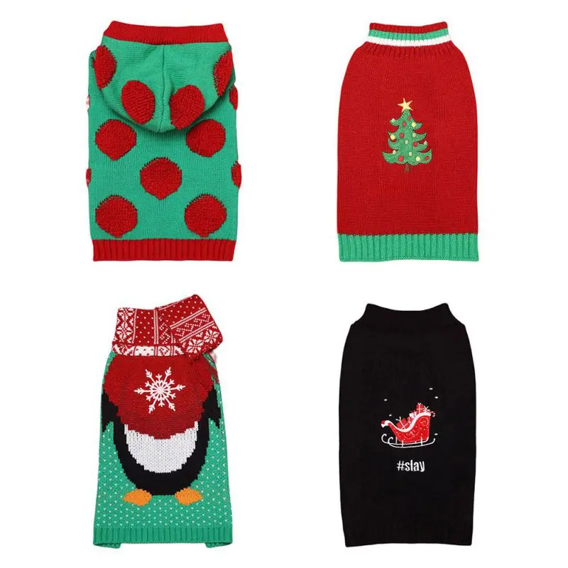 Warm Pet Dogs Clothes Winter Christmas Sweaters For Chihuahua Bulldogs Knitted Pet Puppy Dogs