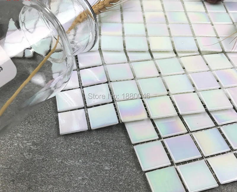 1 box 10pieces White Mirage Art Glass Mosaic Self adhesive Mosaic Tile