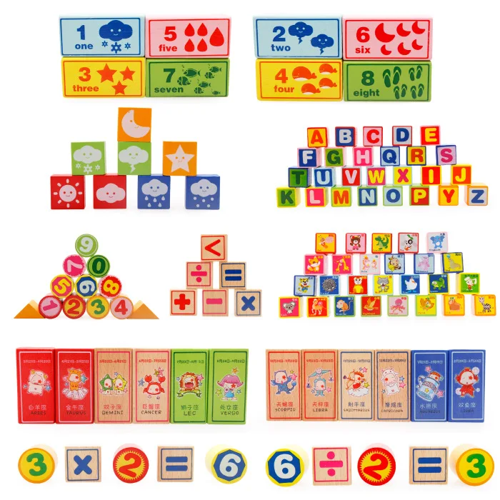 

100 Tablets with Numbers Lettered Wooden Building Blocks Early Childhood Educational Toy CHILDREN'S Toy