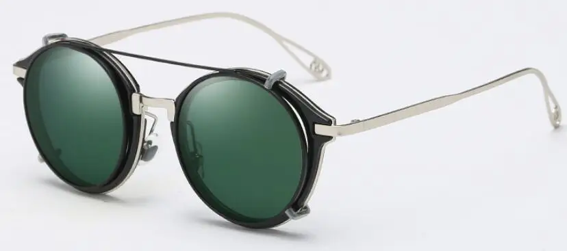 silver green Fashion Polarized Round Sunglasses Women Mens Brand Designer Shades High Quality True color filter Mens Luxury Eyewear UV400 - Цвет линз: silver green