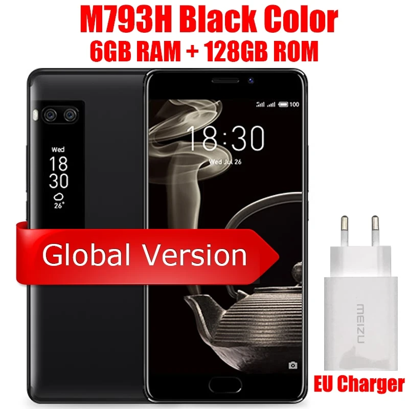 Meizu Pro 7 Plus, 6 ГБ ОЗУ, 128 Гб ПЗУ, Helio X30 Deca Core, 4G LTE, 5,7 дюймов, 1440P экран, двойной, задний, МП, сотовый телефон - Цвет: Black 6G 128G