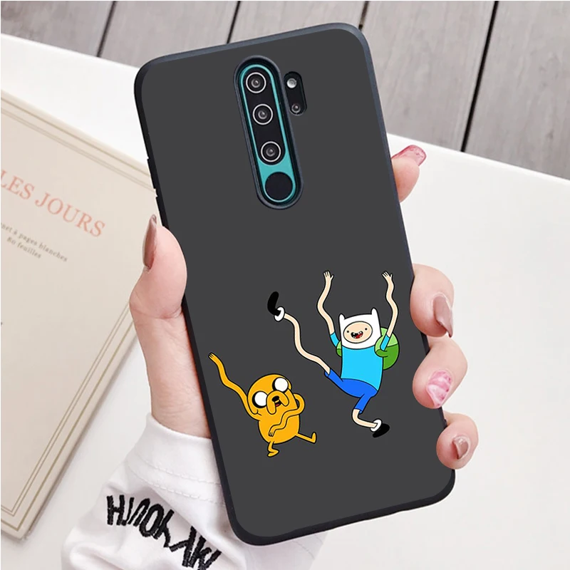 xiaomi leather case handle adventure time black Silicone Phone Case For Redmi note 9 8 7 Pro S 8T 7A Cover xiaomi leather case charging