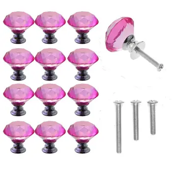 

Furniture Handle Diamond Design Crystal Glass Knob Cabinet Drawer Pull Kitchen Cabinet Door Wardrobe Handle Hardware Accessories