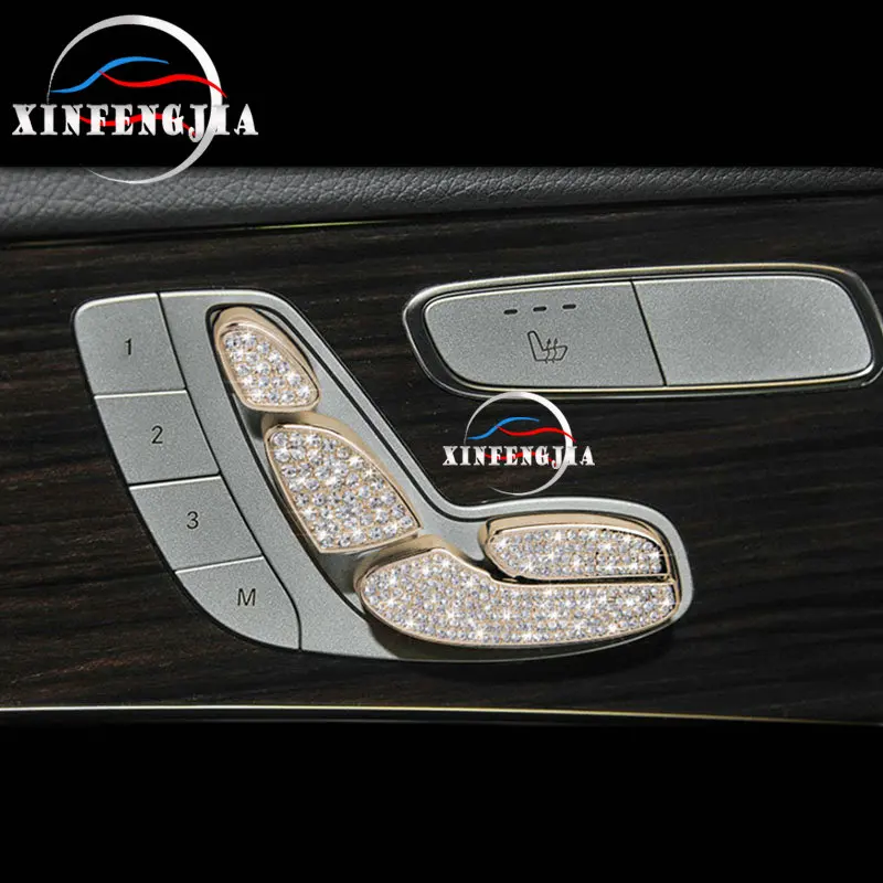 Для Mercedes-Benz E Class W213- Золотой Серебристый с кристаллами стиль сиденья регулировки отделочное покрытие кнопки