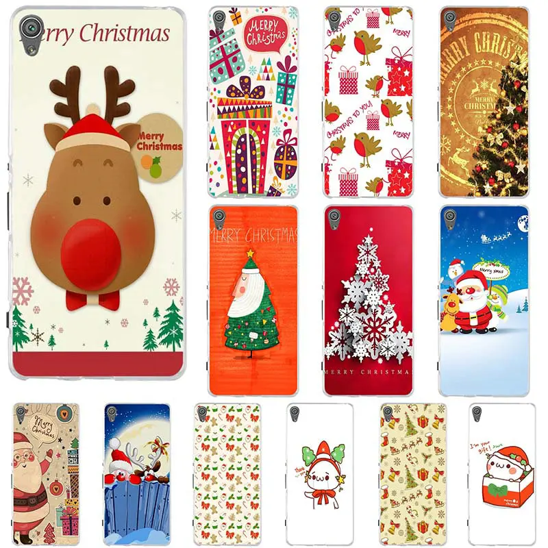 

Silicone Soft Cover Mobile Phone Cases for Sony Xperia Z Z1 Z2 Z3 Z5 M2 M4 XA E5 T3 Compact Happy New Year Merry Christmas