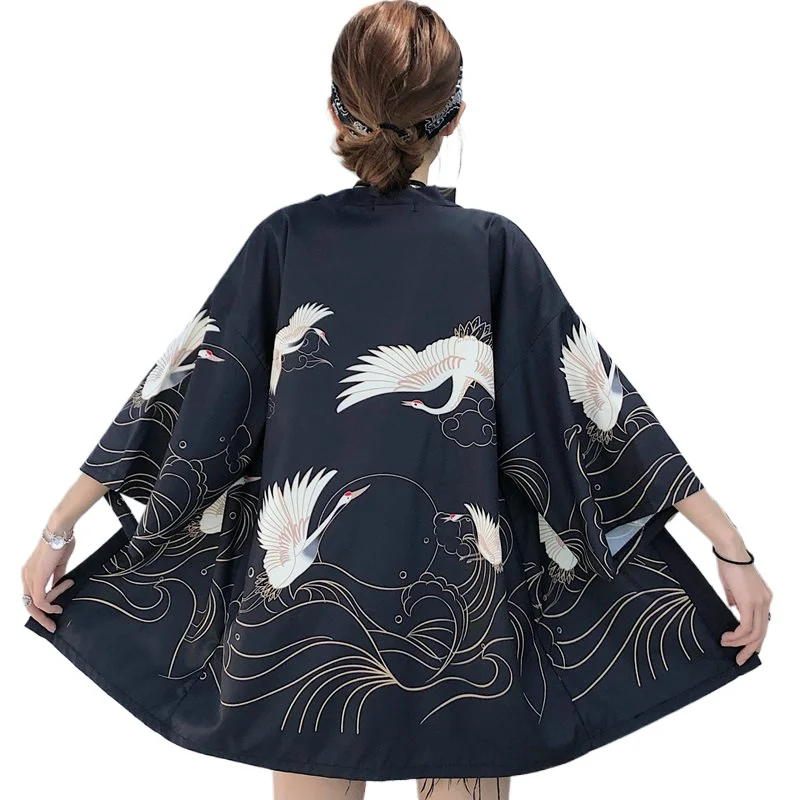 Japanese Kimono Women 2025 Cardigan Beach Traditional Cosplay Yukata Female Obi Haori Clothing