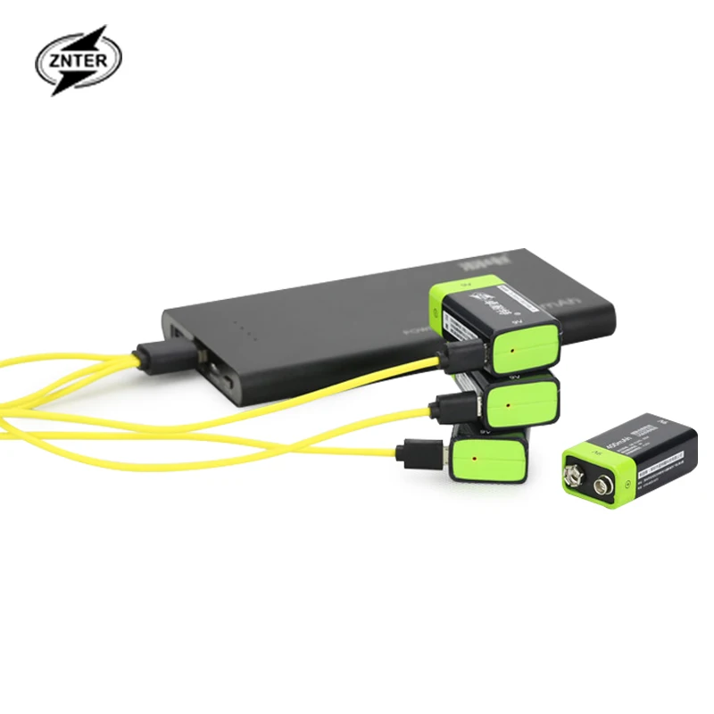 

ZNTER 10pcs 9V 400mAh lithium li-po li-ion rechargeable battery + micro usb cable for charging
