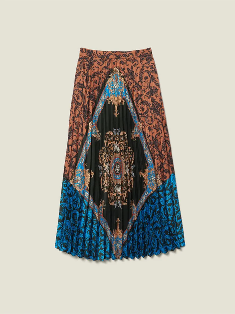 Женская плиссированная юбка новая многоцветная с принтом на молнии винтажные женские юбки осень зима