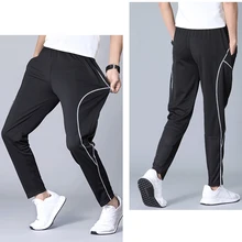 Новые дышащие спортивные штаны, Мужские штаны для бега с карманами на молнии, высокая эластичность, тренировочные штаны для фитнеса, штаны для мужчин