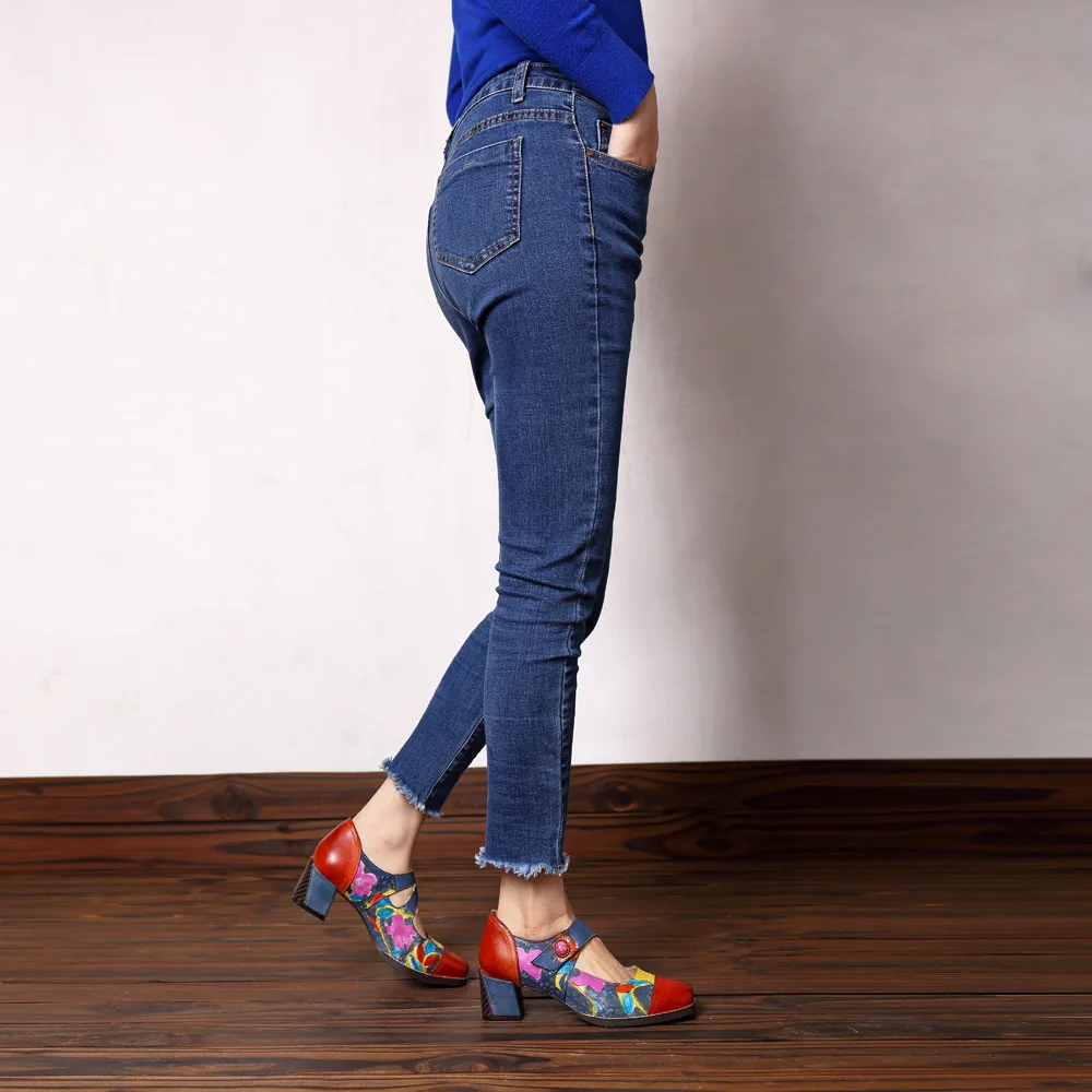 Обувь в стиле панк; женская повседневная обувь на высоком каблуке с пряжкой; женские синие туфли Mary Jane с квадратным носком; женские кожаные туфли-лодочки на платформе; S21-14