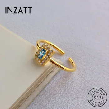 

INZATT Real 925 Sterling Silver Zircon Resizable Ring For Women Cute Blue Crystal Fine Jewelry Minimalist Accessories 2019 Gift