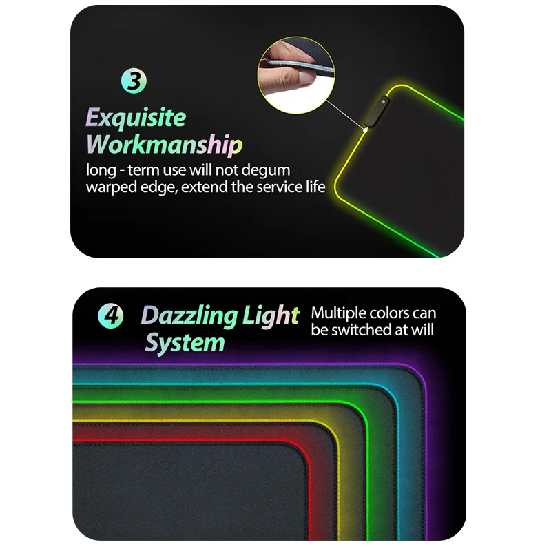 Big Gaming Mouse Pad RGB Mouse Pad Gamer large Mouse Mat Computer Mousepad Led Backlight  Mause Pad