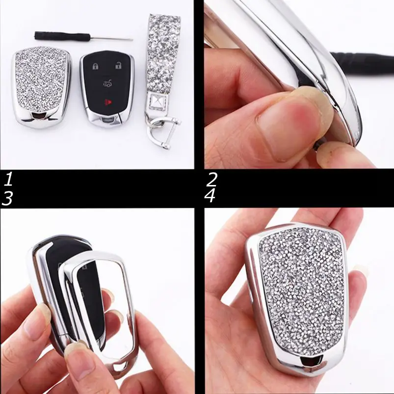 1 шт. 4 5 6 кнопок 3D Bling Diamond Смарт Брелок чехол Брелок для Cadillac CT6 XT5 CTS XTS SRX ATS