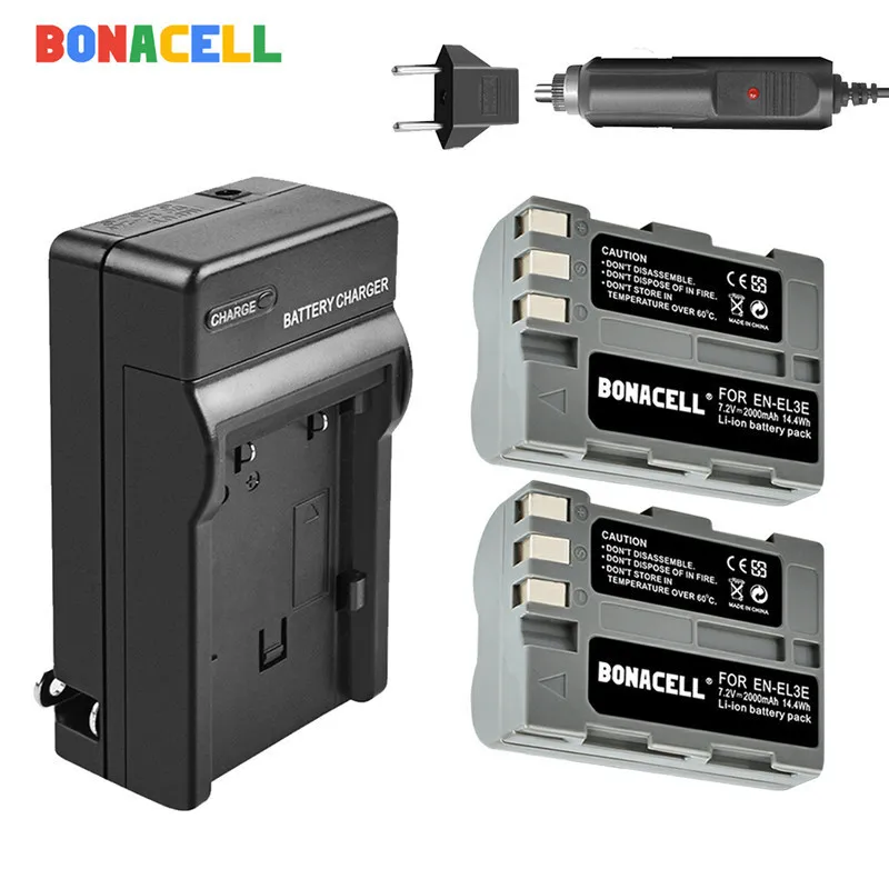 BONACELL 2600 мА/ч, EN-EL3e RU EL3e EL3a ENEL3e Камера Батарея+ Зарядное устройство для Nikon D300S D300 D100 D200 D700 D70S D80 D90 D50
