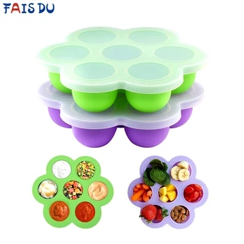 

2PCS Silicone Egg Bites Molds Set Baby Food Storage Container Ice Cube Reusable Freezer Tray With Lid Egg Tools Cake Molds
