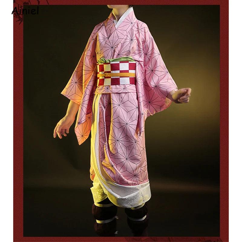 Косплей Костюм для косплея Kimetsu no Yaiba Cosroad Nezuko Tanjirou Kamado, парики, японская одежда, униформа для девочек, женщин, мужчин и мальчиков
