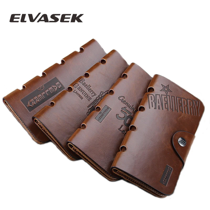 

ELVASEK For 2019 Multiple interlayer baellerry Retro wallet men's long purse solid and letter mens wallet leather genuine