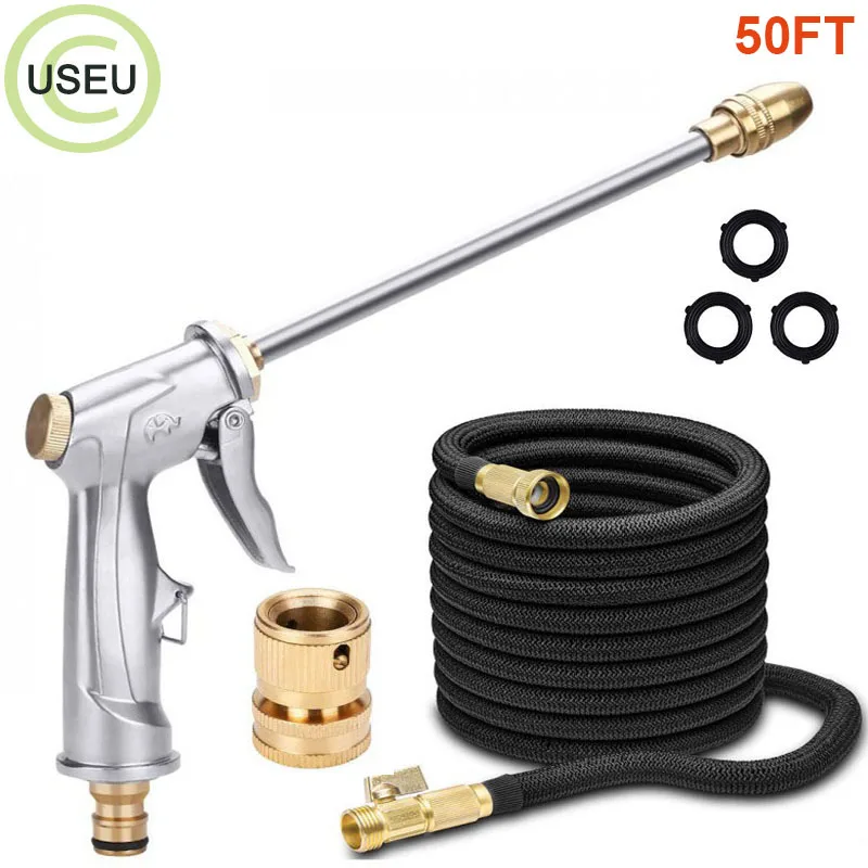 

USEU 5M 10M High Pressure Adjustment Sprayer Car Washer Jet Gun With 3/4'' Quick Connector Watering Flexible Garden Hose