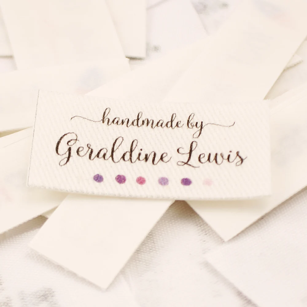 

Iron on Name Labels with Logo or Text, Organic Sewing Label, 100% Cotton, 20x40mm, 40 PCs