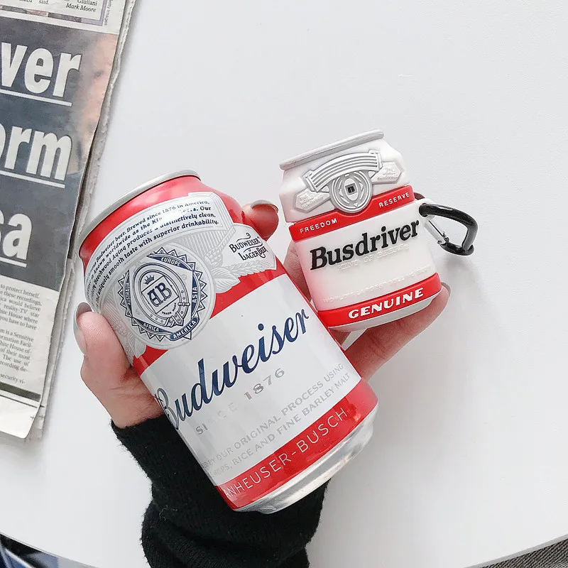 Fashion Trends Budweiser Beer Silicone Soft Bluetooth Headset Cases for Apple Airpods 1/2 Cute Earphone Cover Accessories Lovely