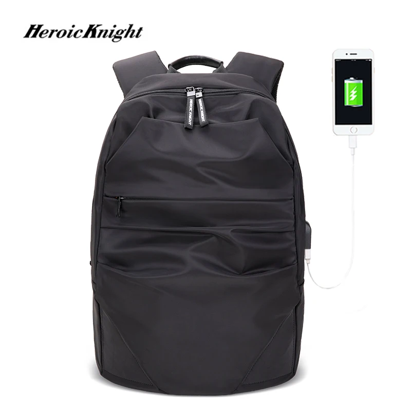 Heroic Knight Fashion Backpack for Men Black Laptop Backpacks Water Repellent School Backpack Male Travel USB Charger Bags