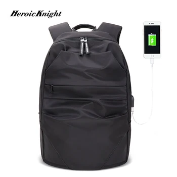 

Heroic Knight Fashion Backpack for Men Black Laptop Backpacks Water Repellent School Backpack Male Travel USB Charger Bags