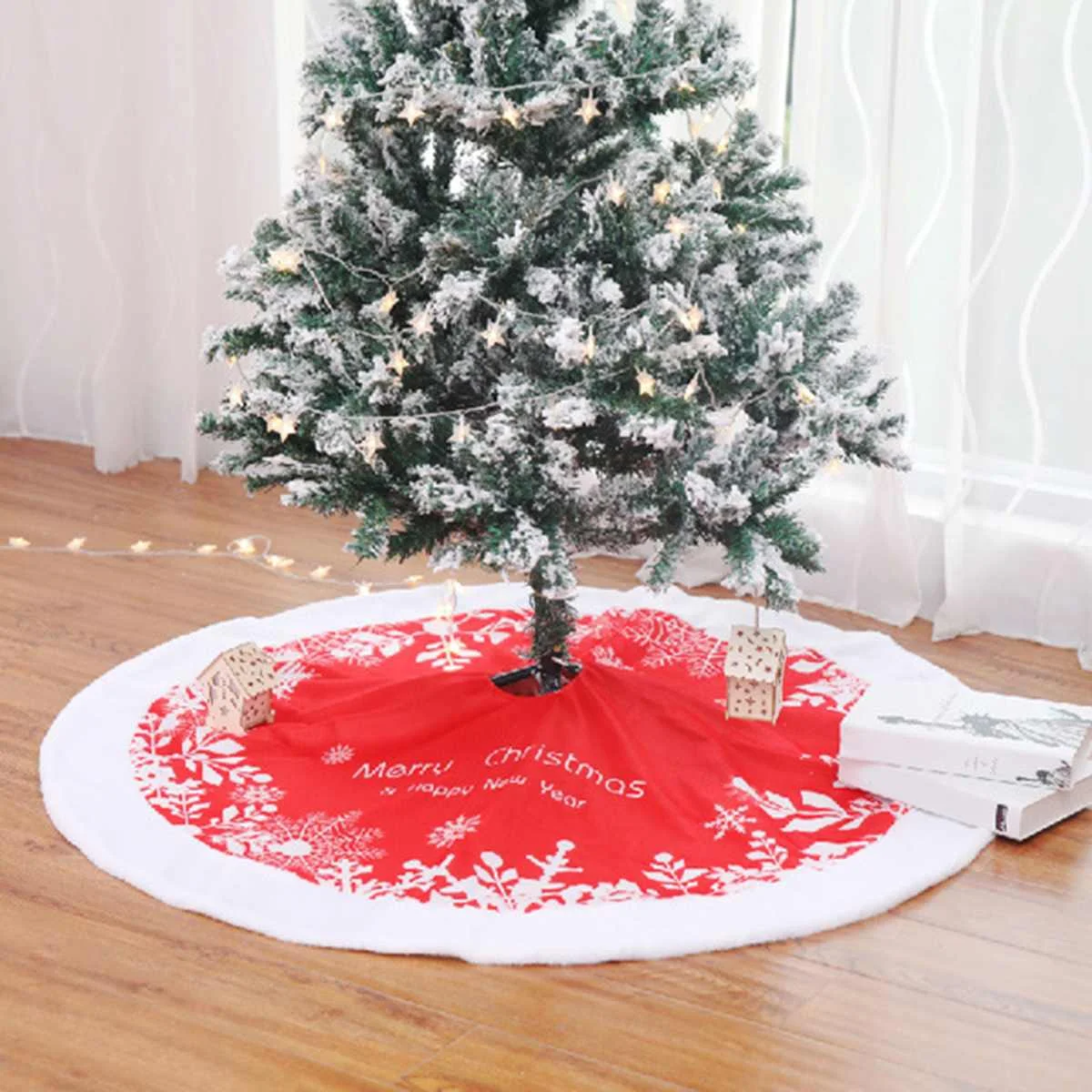 

122cm 48" Christmas Tree Skirt Plush Base Carpet Floor Mat Cover Decor Ornament Home Party Round Christmas New Year Decoration