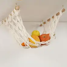 

Boho Nordic Style Fruit Vegetable Hanging Hammock Kitchen Accessories Cotton Rope Woven Hanging Fruit Basket Storage Mesh Bag