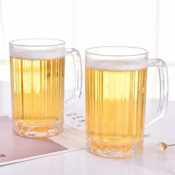 

New 500ml Beer Cup KTV Large Beer Cup with Handle Clear Plastic Drinks Cups Breakfast Milk Coffee Water Mug Barware Drinkware