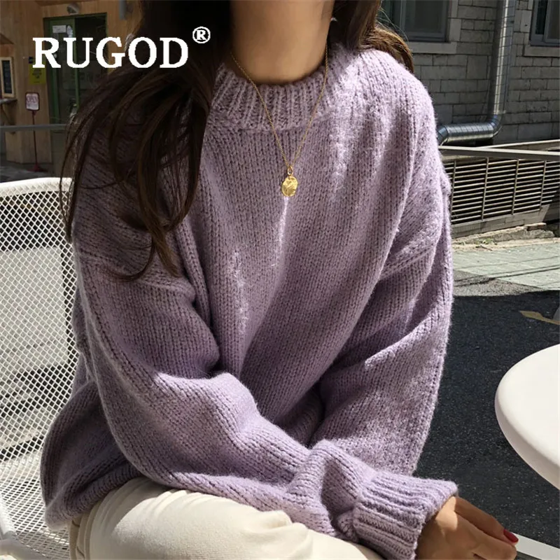 свитер женский RUGOD мягкий мохеровый для женщин Модный Свежий фиолетовый зеленый