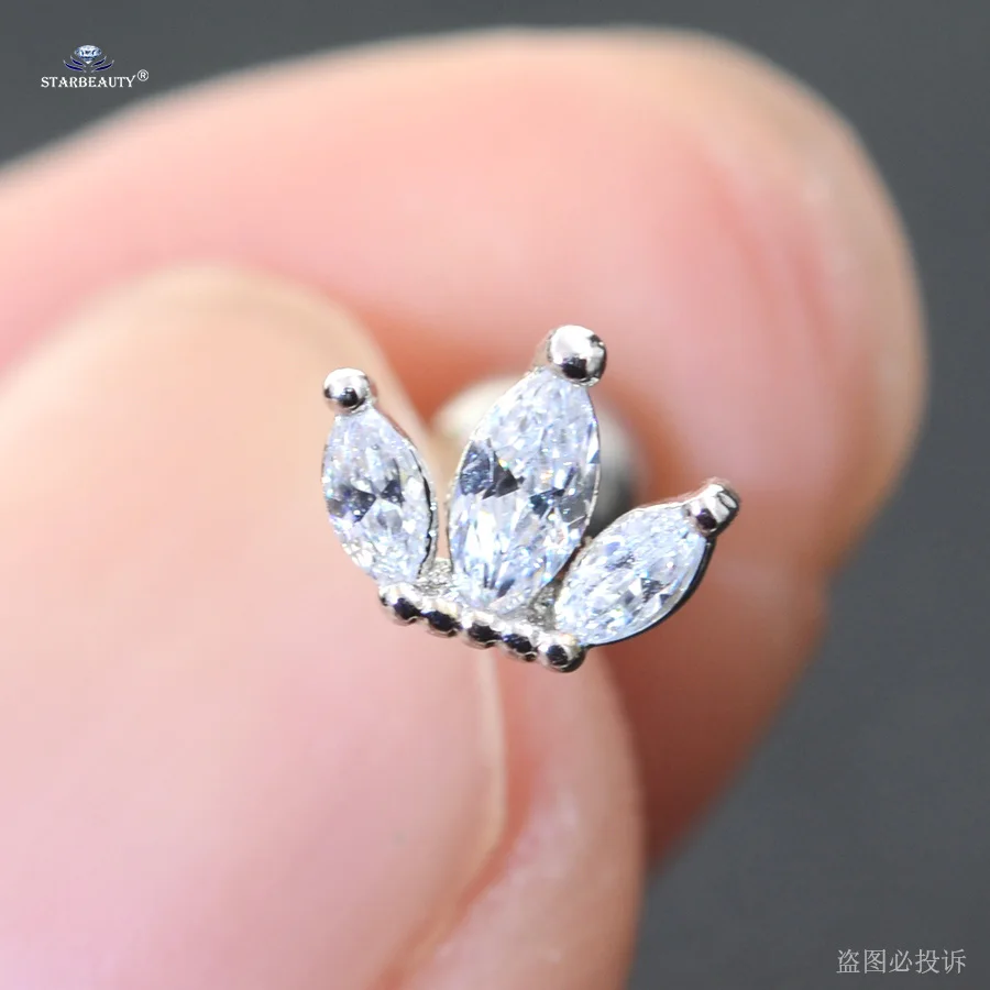 M5311 Silver Starbeauty 1 шт. 1,2x6 мм 16 г кристаллическая Звезда Луна Корона спиральные украшения для пирсинга серьги на Козелок шпильки хрящевой пирсинг уха Oreja - Окраска металла: M5311 Silver