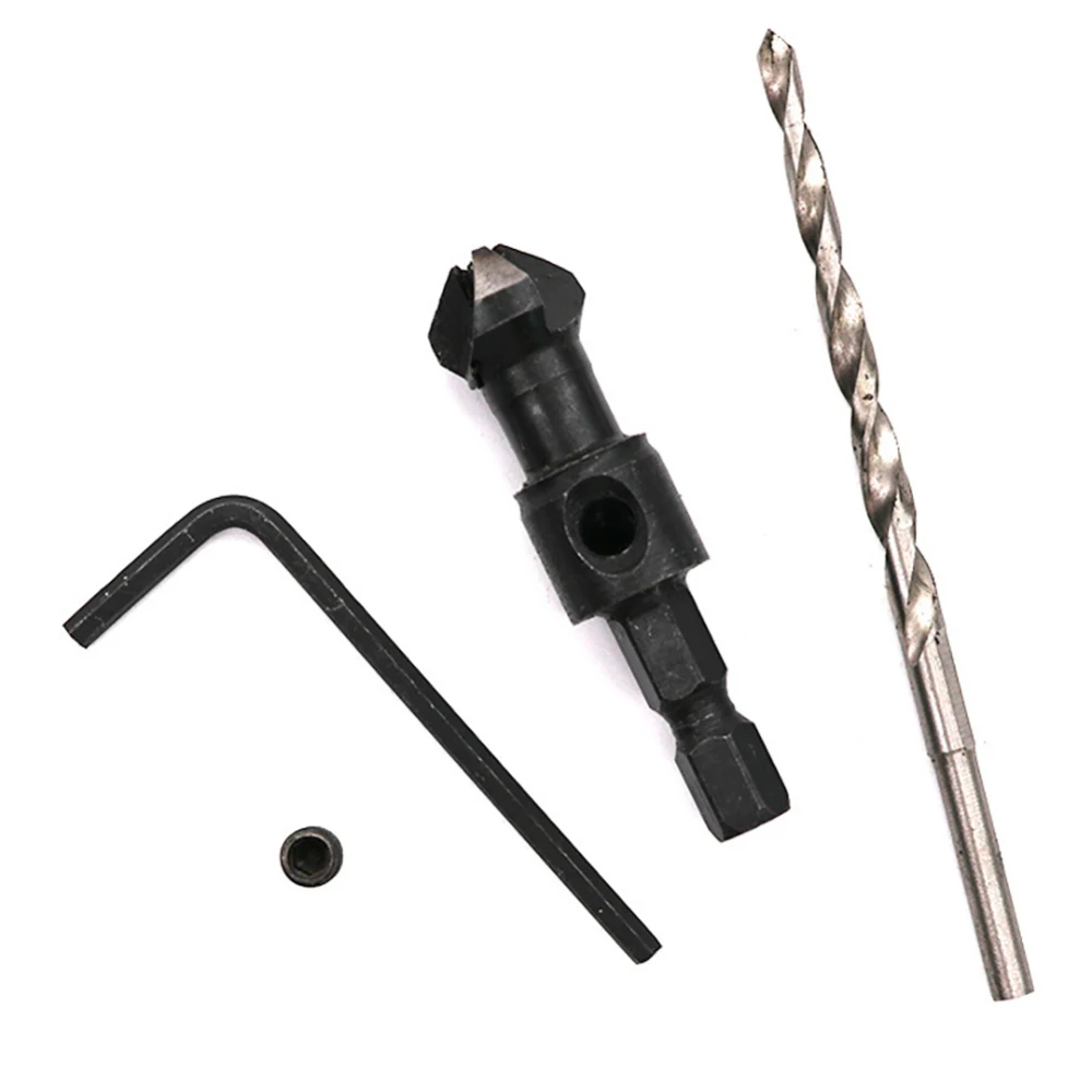 5pcs 1/4 Hex Steel Handle Woodworking Hole Countersunk Head Drill Set Wood Taper Sink Hole Drilling 4PCS Countersunk Head Drills 5pcs 1/4 Hex Steel Handle Woodworking Hole Countersunk Head Drill Set Wood Taper Sink Hole Drilling 4PCS Countersunk Head Drills