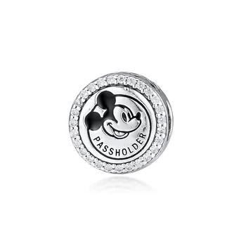 

Original 925 Sterling Silver Bead Charm Mickey Pass Holder Beads Fit Pandora Bracelet Women Gift kralen PERLES Wholesale