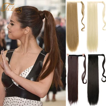 

TALANG Long Straight Clip In Hair Tail False Hair Ponytail Hairpiece With Hairpins Synthetic Hair Pony Tail Hair Extension