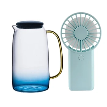 

Handheld Mini Fan Silent Air Cooler for Home-Blue & Blue Gradient Color Marble Cold Water Glass Bottle Set