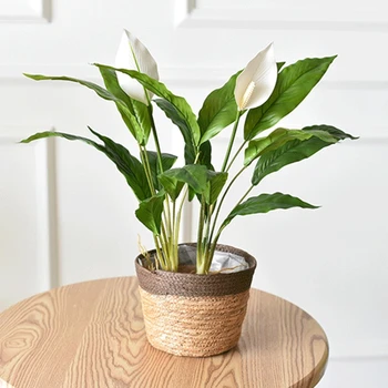 

Nordic Handmade Straw Laundry Picnic Toy Storage Basket Macrame Woven Flower Pot Cover Plant Container Home Decoration