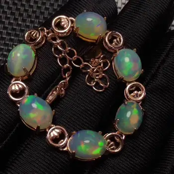 

Natural And Real Opal bracelet Solid S925 Sterling Silver For Women Opal bracelet Colour Gem Stone Rings Fine Jewelry
