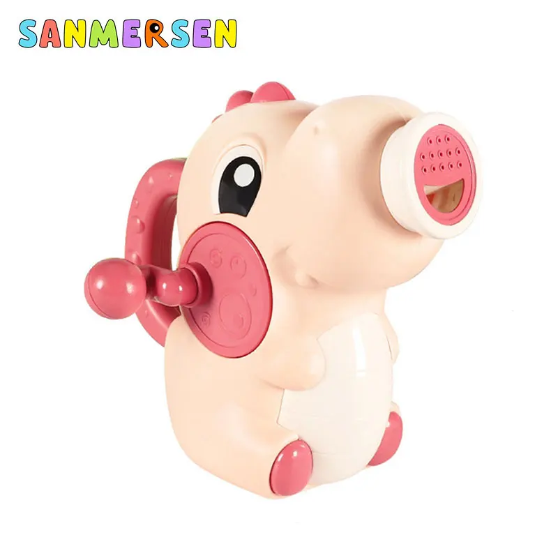Pink Дети Душ Ванна игрушки милый динозавр полив горшок игрушки Детский кран для купания вода распылительный инструмент колеса Тип даблинга игрушки для ребенка - Цвет: Pink