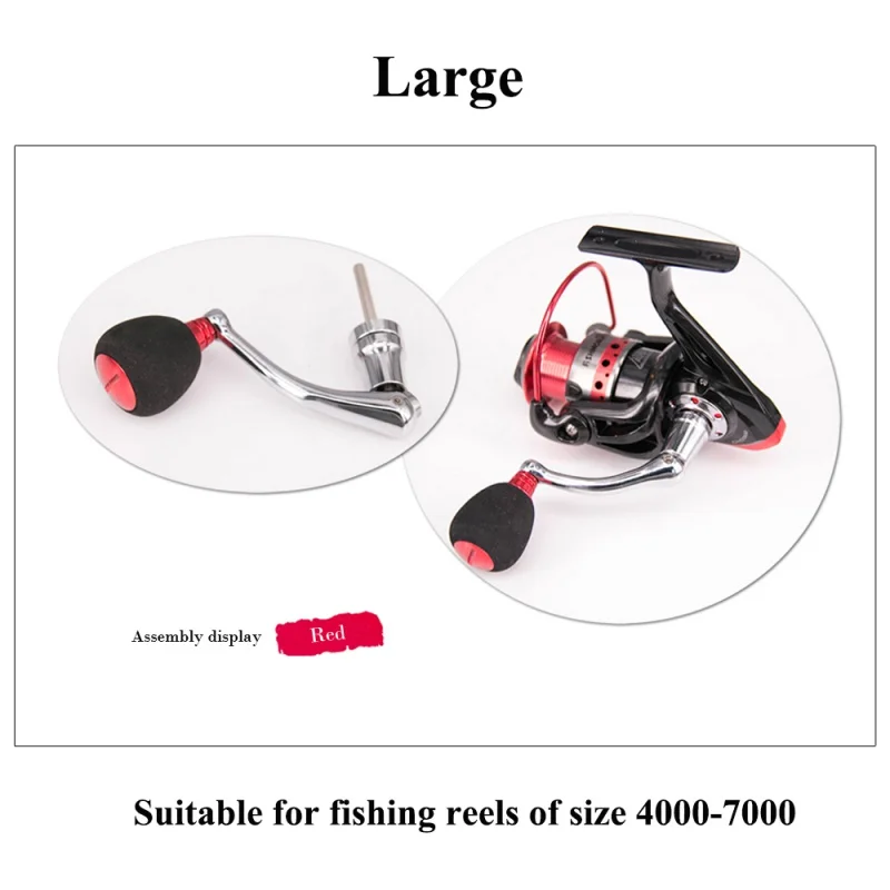 Fishing Reel Spinning Handle Replacement Handle Fishing Reel Handle Knob Metal Rocker Arm Grip - Цвет: red large