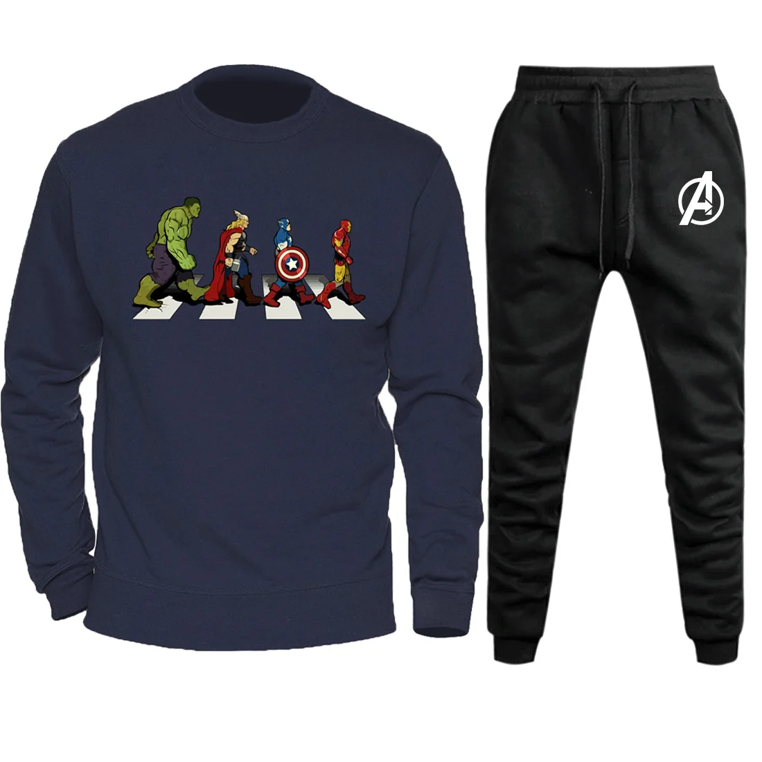 Мужские толстовки+ штаны, наборы, Marvel, Человек-паук, Железный человек, Мстители,, Осень-зима, мужская толстовка с капюшоном, смешная, хип-хоп, уличная одежда, набор толстовок - Цвет: darkblue 6
