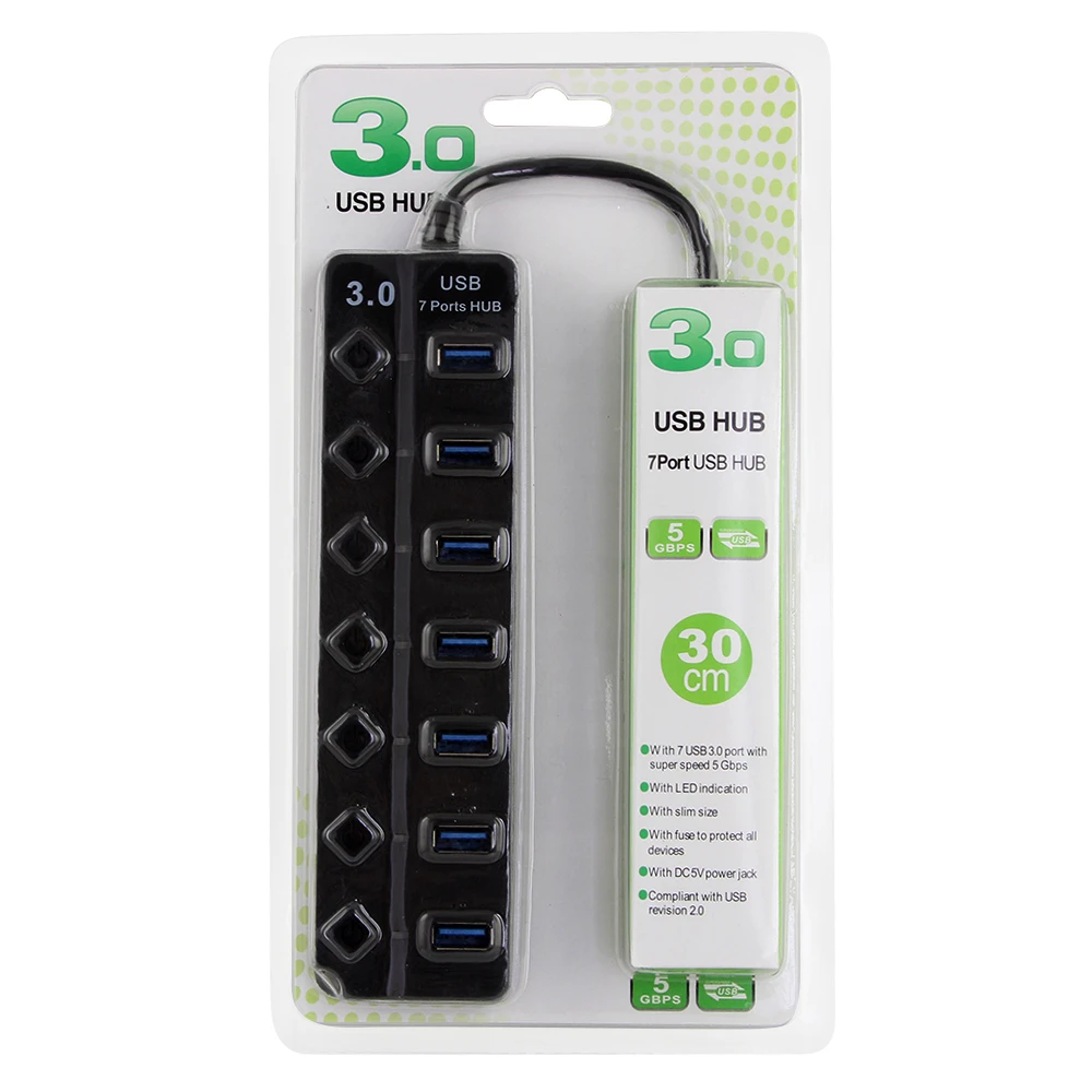 USB Hub 3 0 7 портов многопортовый usb адаптер высокоскоростной 5 Гбит/с выключатель