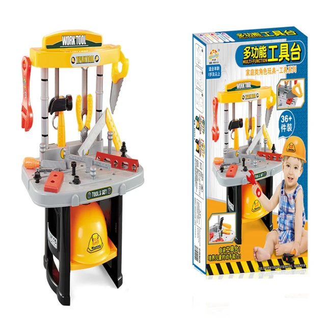 New Pretend Play Tool Toys Boys Carpentry Engineer Plastic Building Tools Tableware Children Educational Set Gift D83 2