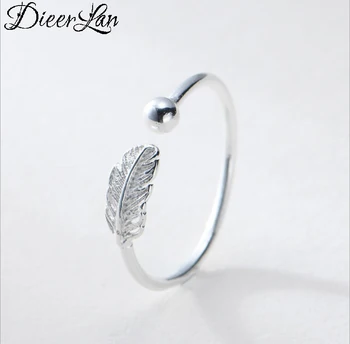 

DIEERLAN Personality 925 Sterling Silver Leaf Rings For Women Engagement Jewelry Girls Christmas Gifts Open Finger Rings