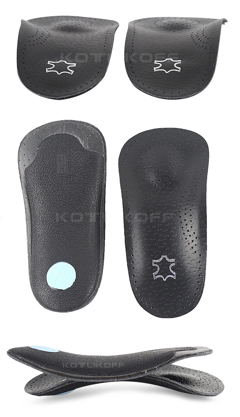 KOTLIKOFF 3/4 Length Heel Inserts Arch Support Insoles for Men Women Sport Cushion Breathable Running Orthopedic Shoes Soles Pad