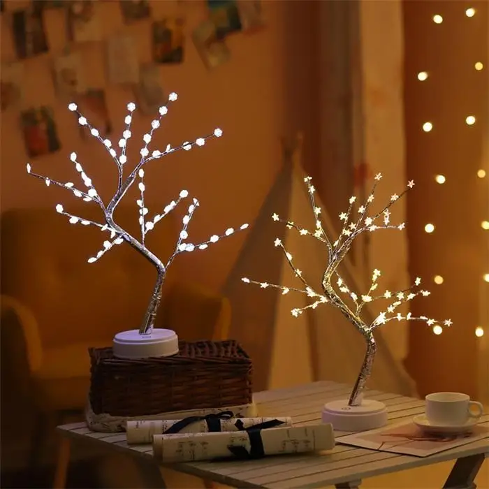 LED Simulation Tree Light Home Decoration Lamp Touch Switch Night Light 3 x AA Batteries(Not Included) 5W