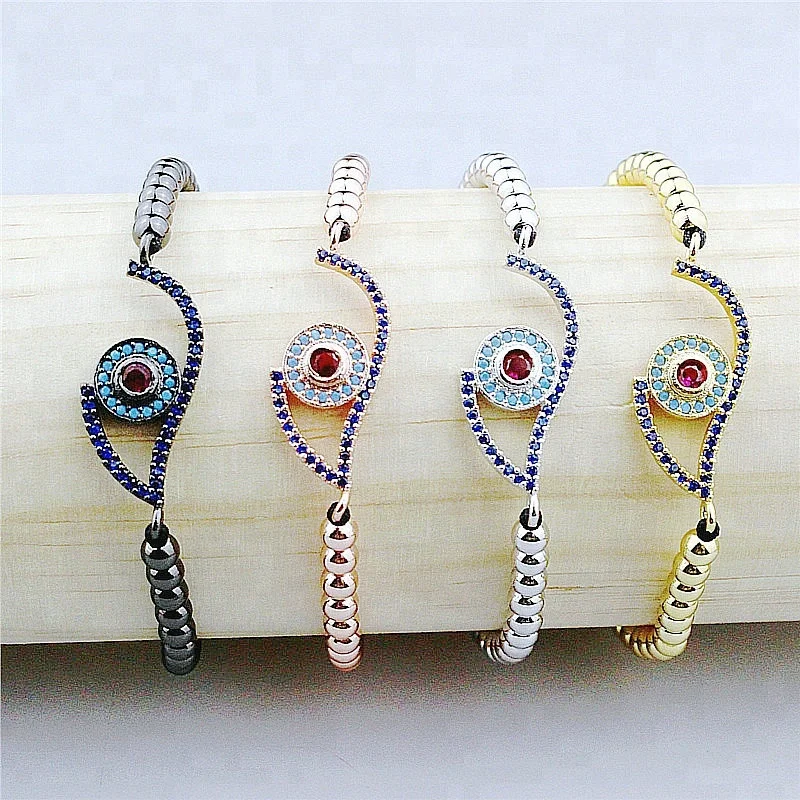 Регулируемый 10 шт./лот Мода глаз с фианитами браслет с подвеской оптом, кубический цирконий микро проложить Разъем аксессуар