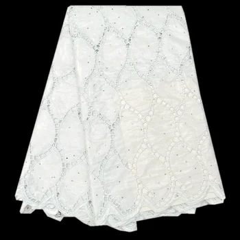 

New fashion white african bazin riche fabric with stones cord lace fabric guinea brocade fabric for wedding 5yards/lot ba448