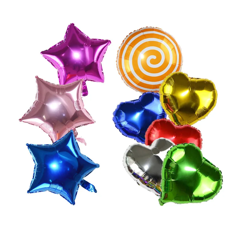 1pc 18 inch Star Heart Lollipop Foil Balloon Gift Balloons for Baby Shower Birthday Wedding Party Favor Decoration Kids Toys