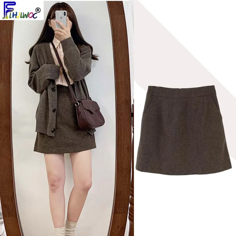 Мини юбка женская с высокой талией на весну/зиму 9527|Юбки| |